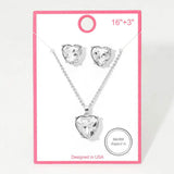 Silver Dipped Heart Stone Cluster Pendant Necklace - Madeline Love - Flyclothing LLC