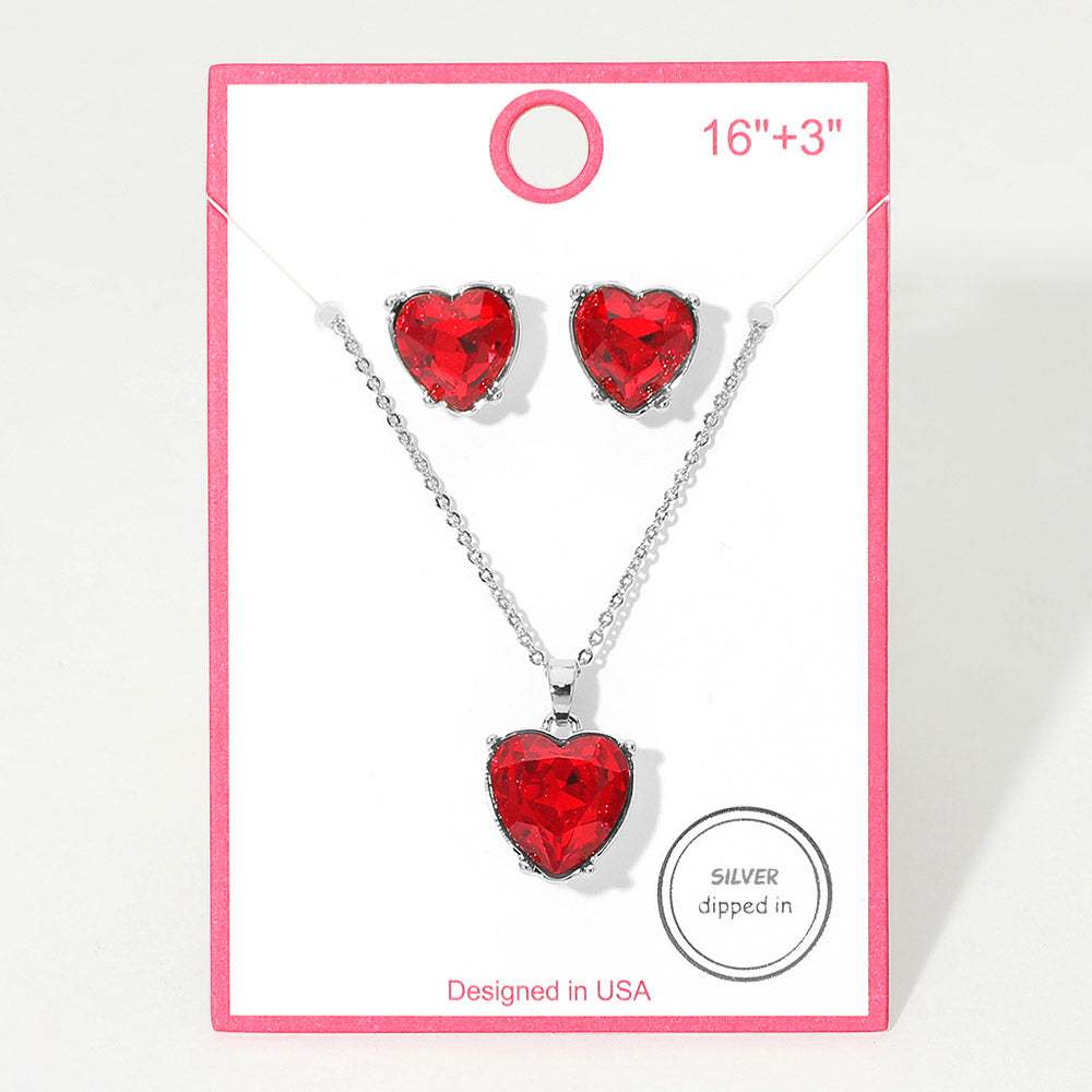 Silver Dipped Heart Stone Cluster Pendant Necklace - Madeline Love - Flyclothing LLC