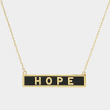 HOPE Gold Dipped Enamel Rectangle Message Pendant Necklace - Madeline Love - Flyclothing LLC