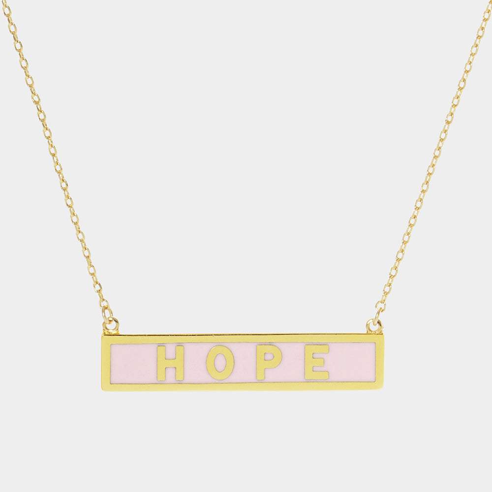 HOPE Gold Dipped Enamel Rectangle Message Pendant Necklace - Madeline Love - Flyclothing LLC