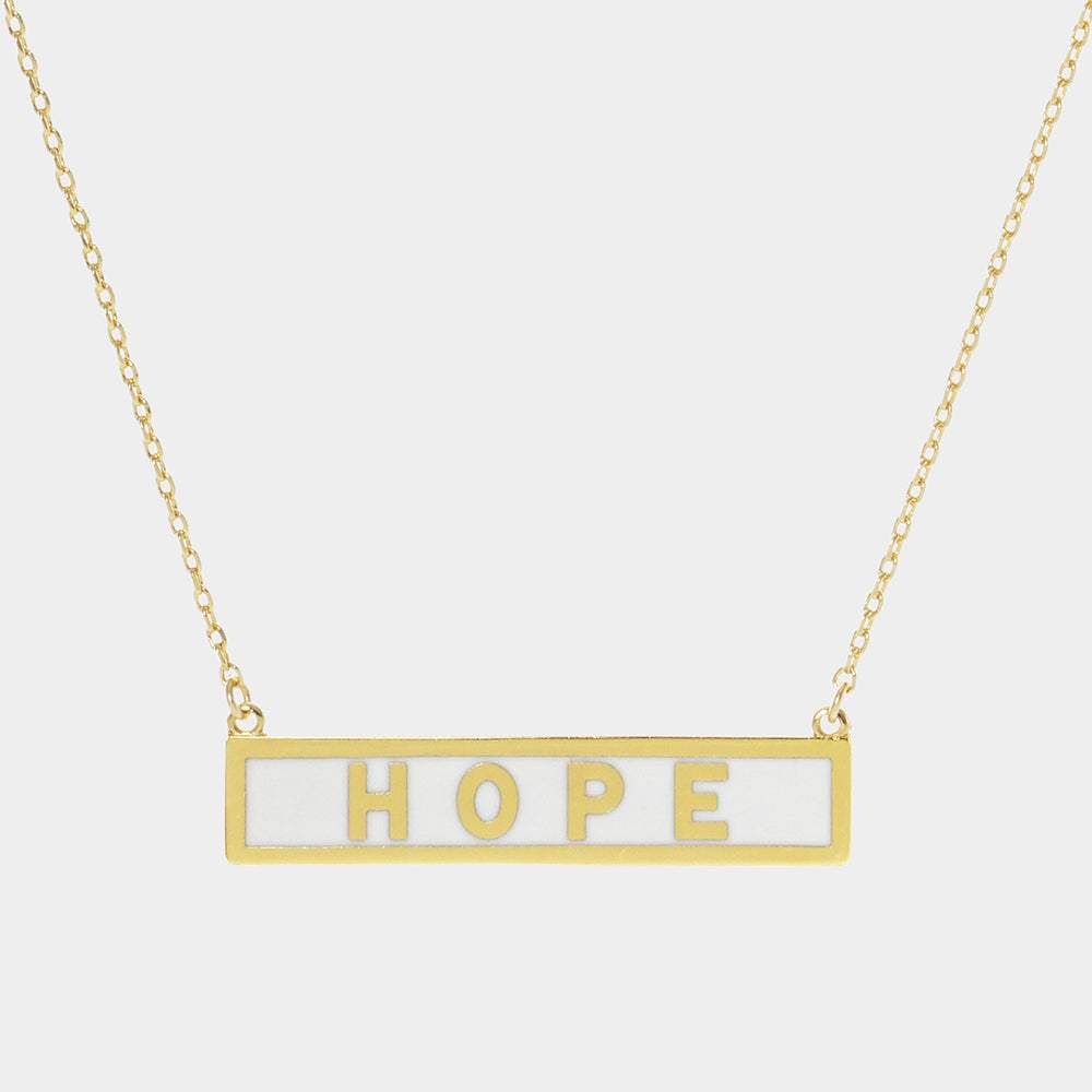 HOPE Gold Dipped Enamel Rectangle Message Pendant Necklace - Madeline Love - Flyclothing LLC