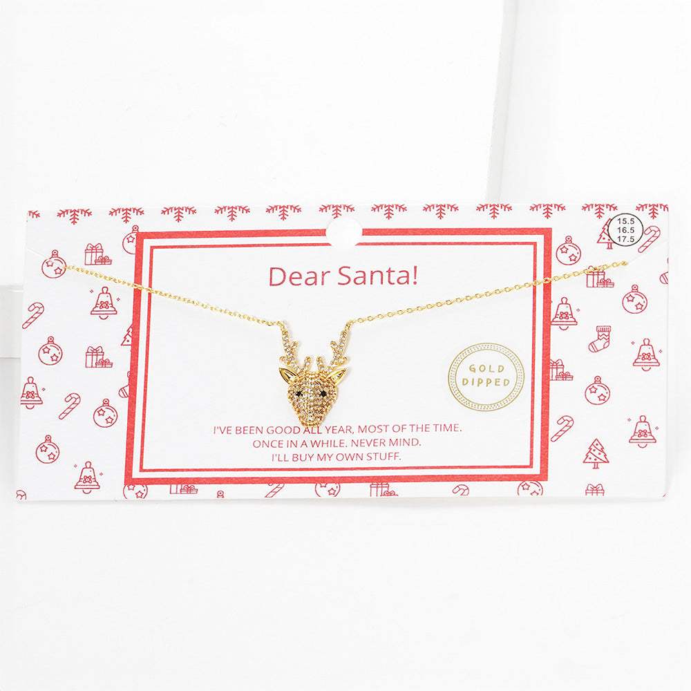 Gold Dipped CZ Rudolph Pendant Necklace - Madeline Love - Flyclothing LLC