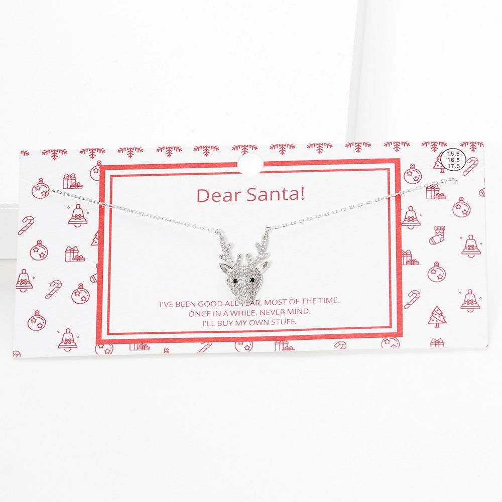 White Gold Dipped CZ Rudolph Pendant Necklace - Madeline Love - Flyclothing LLC
