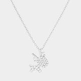 White Gold Dipped CZ Reindeer Pendant Necklace - Madeline Love - Flyclothing LLC