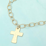 18K Gold Dipped Chunky Cross Pendant Oval Link Chain Statement Necklace - Madeline Love - Flyclothing LLC