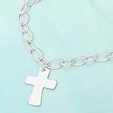 18K Gold Dipped Chunky Cross Pendant Oval Link Chain Statement Necklace - Madeline Love - Flyclothing LLC