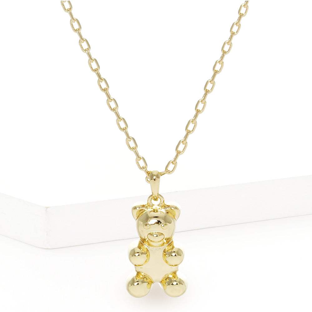 Gold Dipped Metal Bear Pendant Necklace - Madeline Love - Flyclothing LLC
