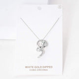 White Gold Dipped CZ Embellished Metal Snake Pendant Necklace - Madeline Love - Flyclothing LLC