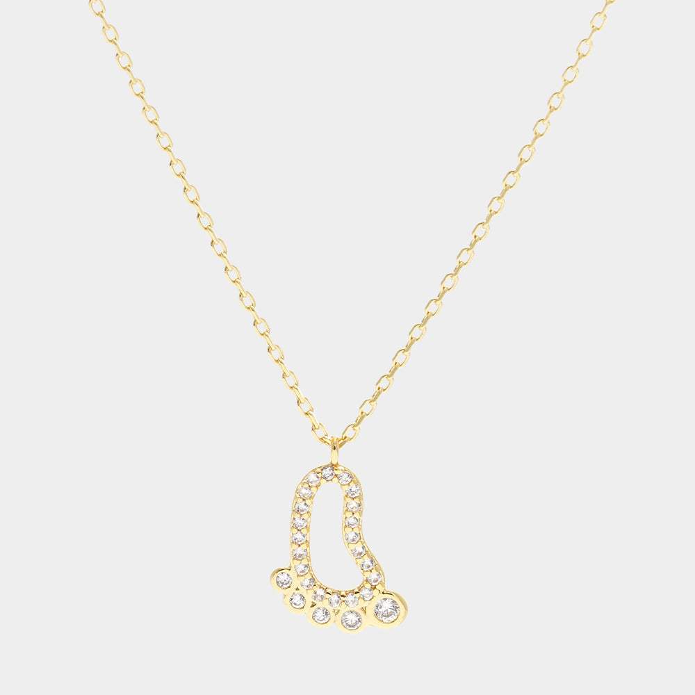 Gold Dipped CZ Footprint Pendant Necklace - Madeline Love - Flyclothing LLC