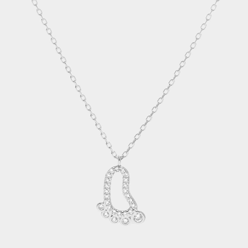 White Gold Dipped CZ Footprint Pendant Necklace - Madeline Love - Flyclothing LLC