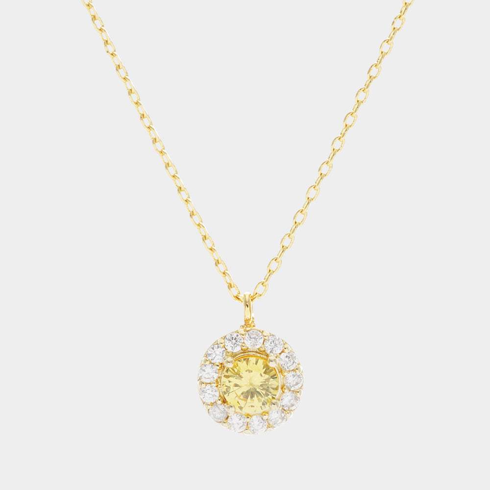 Gold Dipped CZ Round Pendant Necklace - Madeline Love - Flyclothing LLC