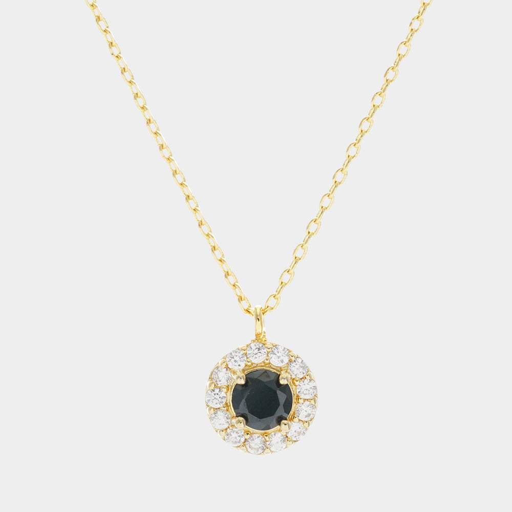 Gold Dipped CZ Round Pendant Necklace - Madeline Love - Flyclothing LLC