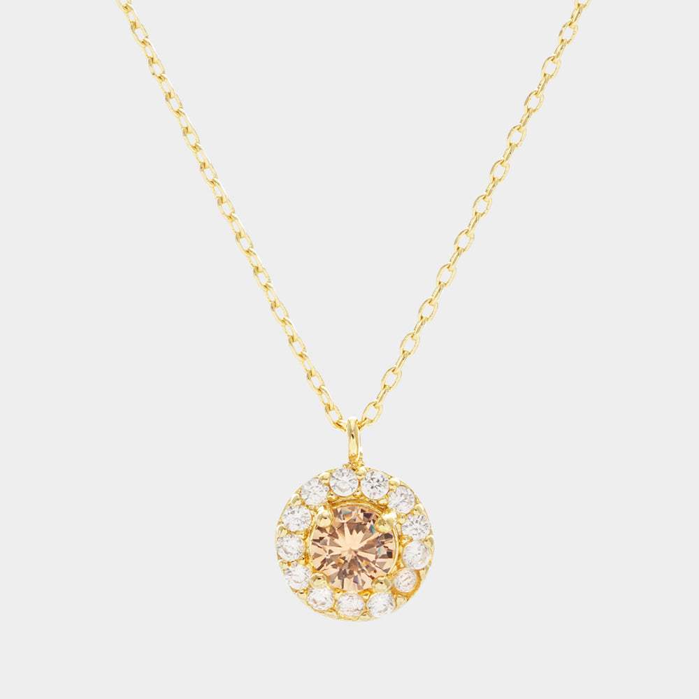 Gold Dipped CZ Round Pendant Necklace - Madeline Love - Flyclothing LLC