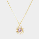 Gold Dipped CZ Round Pendant Necklace - Madeline Love - Flyclothing LLC