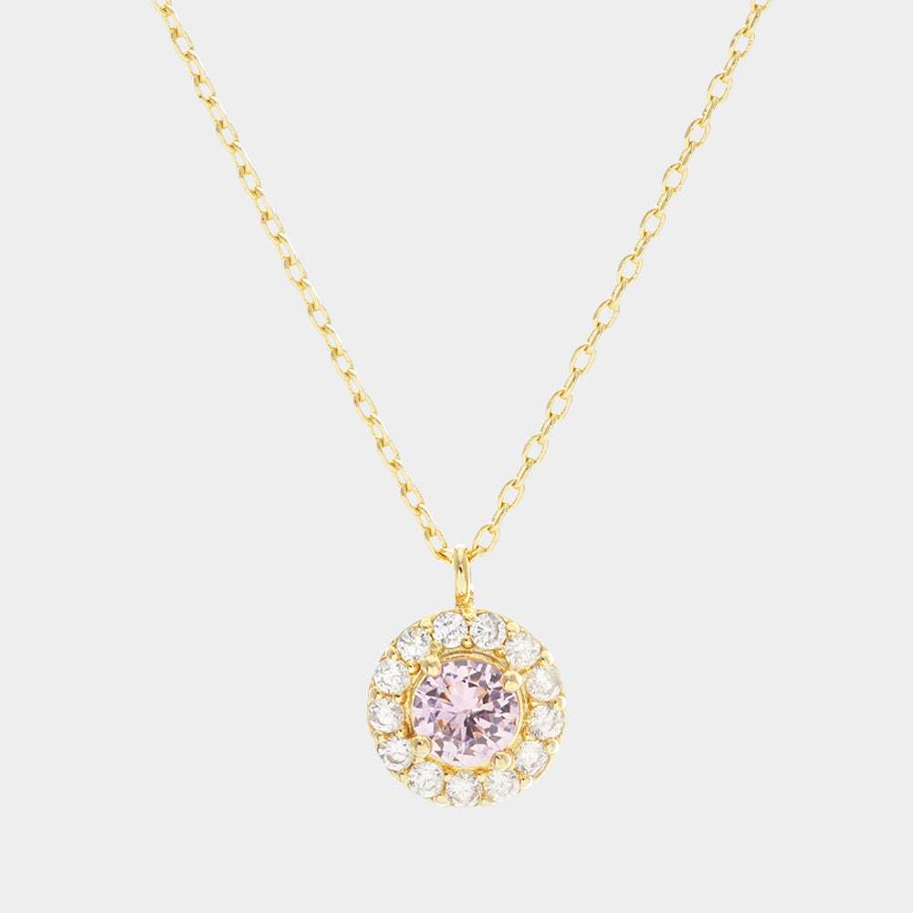 Gold Dipped CZ Round Pendant Necklace - Madeline Love - Flyclothing LLC