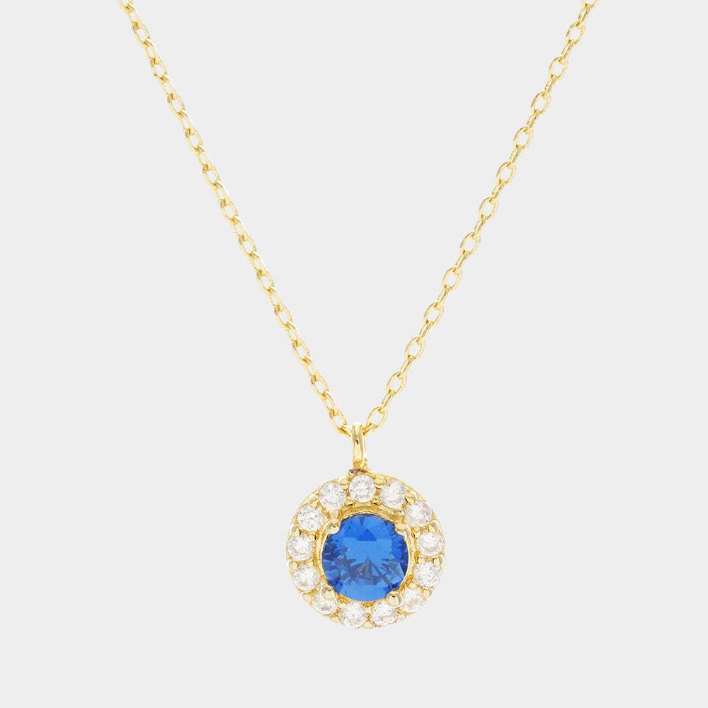 Gold Dipped CZ Round Pendant Necklace - Madeline Love - Flyclothing LLC