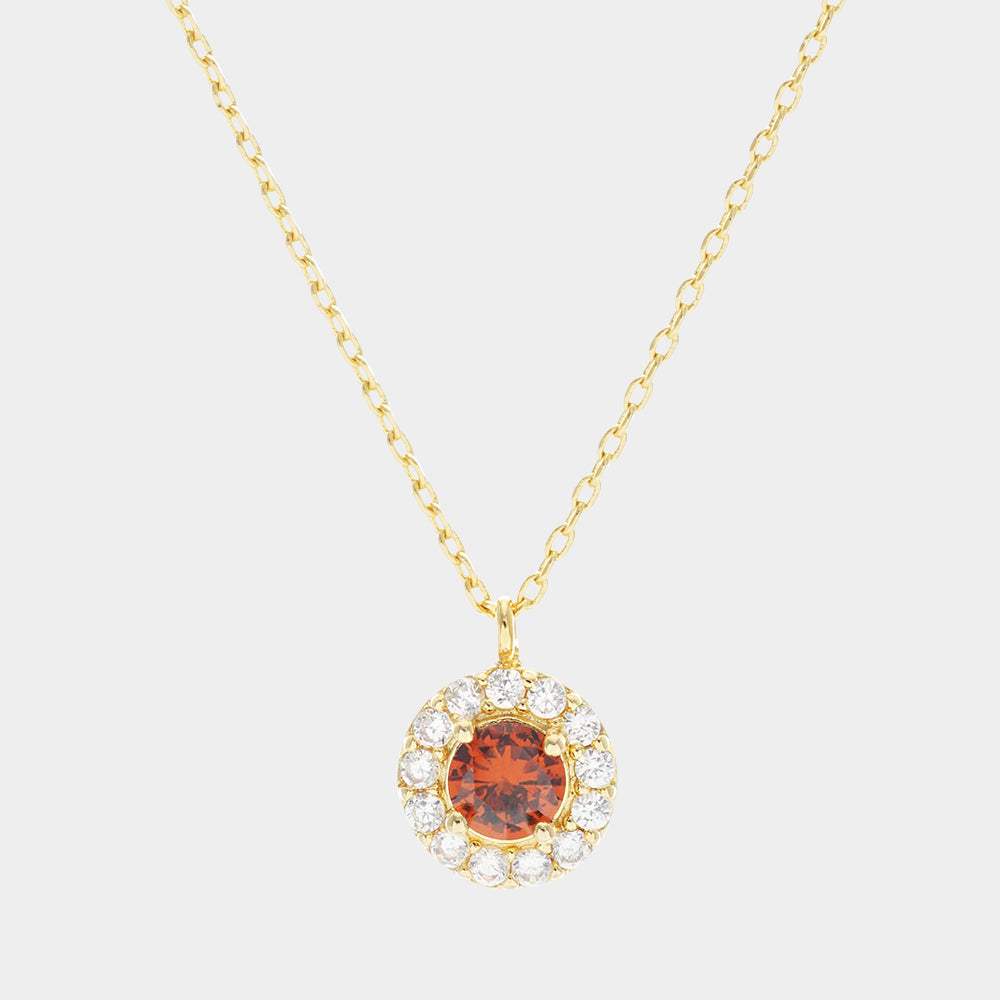 Gold Dipped CZ Round Pendant Necklace - Madeline Love - Flyclothing LLC