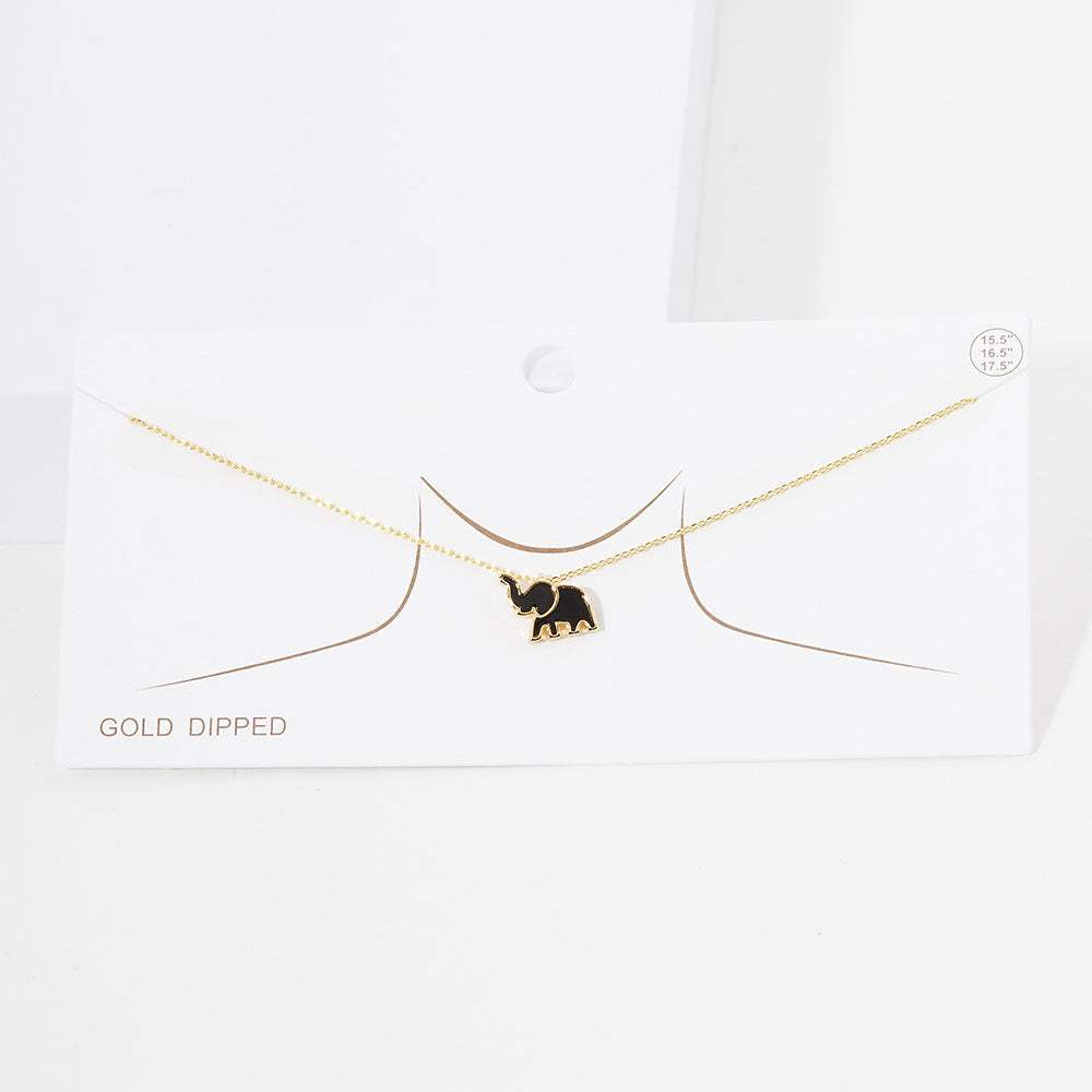 Gold Dipped Enamel Elephant Pendant Necklace - Madeline Love - Flyclothing LLC