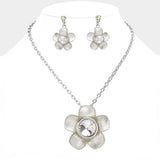 Glass Stone Pointed Colored Metal Flower Pendant Necklace - Madeline Love - Flyclothing LLC