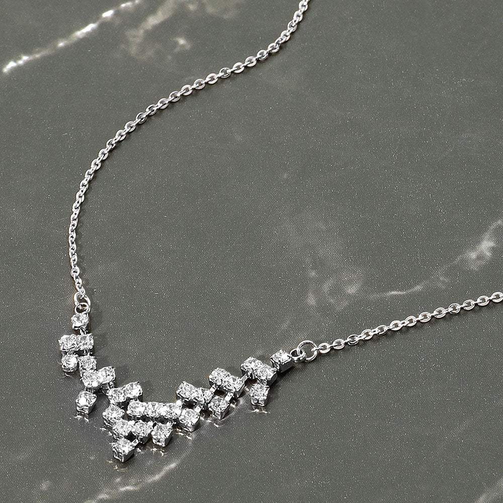 Brass Metal Rhinestone Pendant Necklace - Madeline Love - Flyclothing LLC