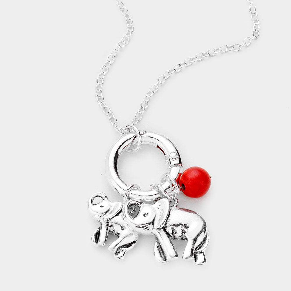 Metal Elephant Bead Ball Pendant Necklace - Madeline Love - Flyclothing LLC