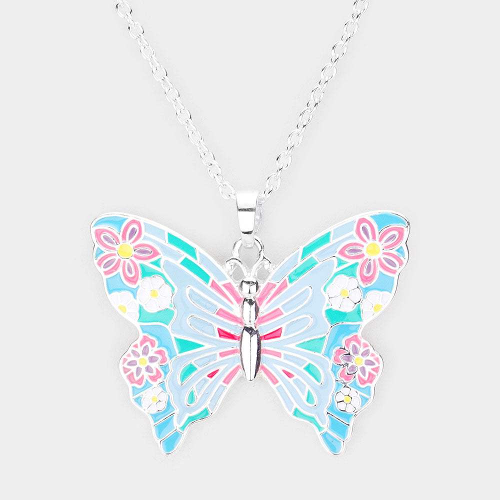 Enamel Butterfly Pendant Necklace - Madeline Love - Flyclothing LLC