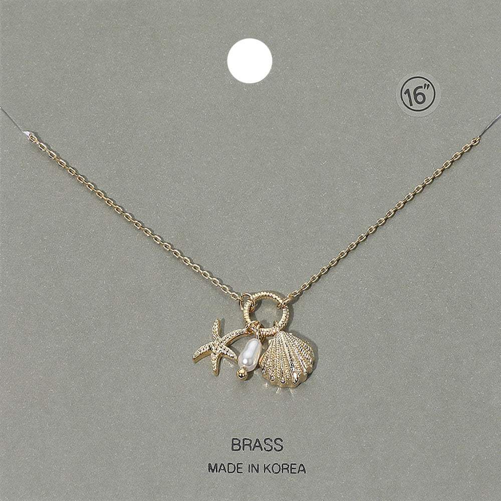 Seashell Starfish Pearl Pendant Necklace - Madeline Love - Flyclothing LLC