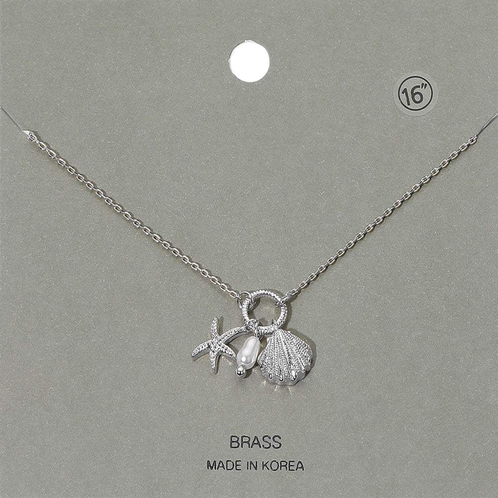 Seashell Starfish Pearl Pendant Necklace - Madeline Love - Flyclothing LLC