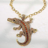 Bold Bling Studded Alligator Pendant Chunky Chain Statement Necklace - Madeline Love - Flyclothing LLC