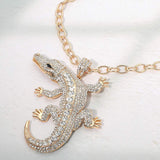 Bold Bling Studded Alligator Pendant Chunky Chain Statement Necklace - Madeline Love - Flyclothing LLC