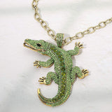 Bold Bling Studded Alligator Pendant Chunky Chain Statement Necklace - Madeline Love - Flyclothing LLC