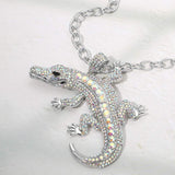 Bold Bling Studded Alligator Pendant Chunky Chain Statement Necklace - Madeline Love - Flyclothing LLC