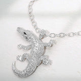 Bold Bling Studded Alligator Pendant Chunky Chain Statement Necklace - Madeline Love - Flyclothing LLC