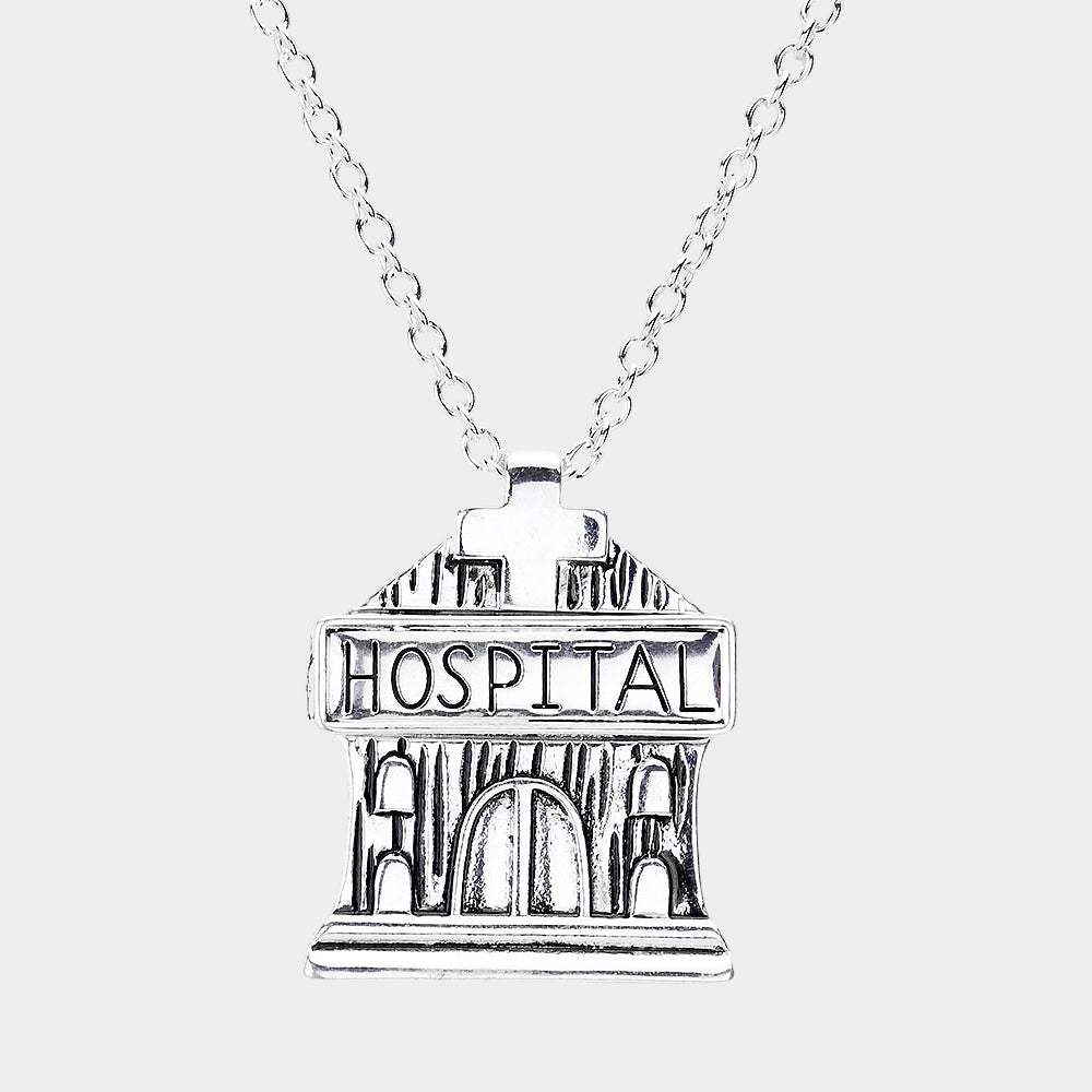 Antique Metal Hospital Pendant Necklace - Madeline Love - Flyclothing LLC