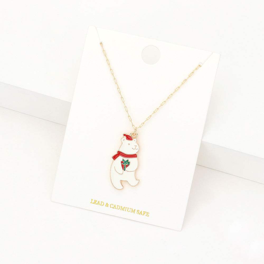 Enamel Christmas Bead Pendant Necklace - Madeline Love - Flyclothing LLC
