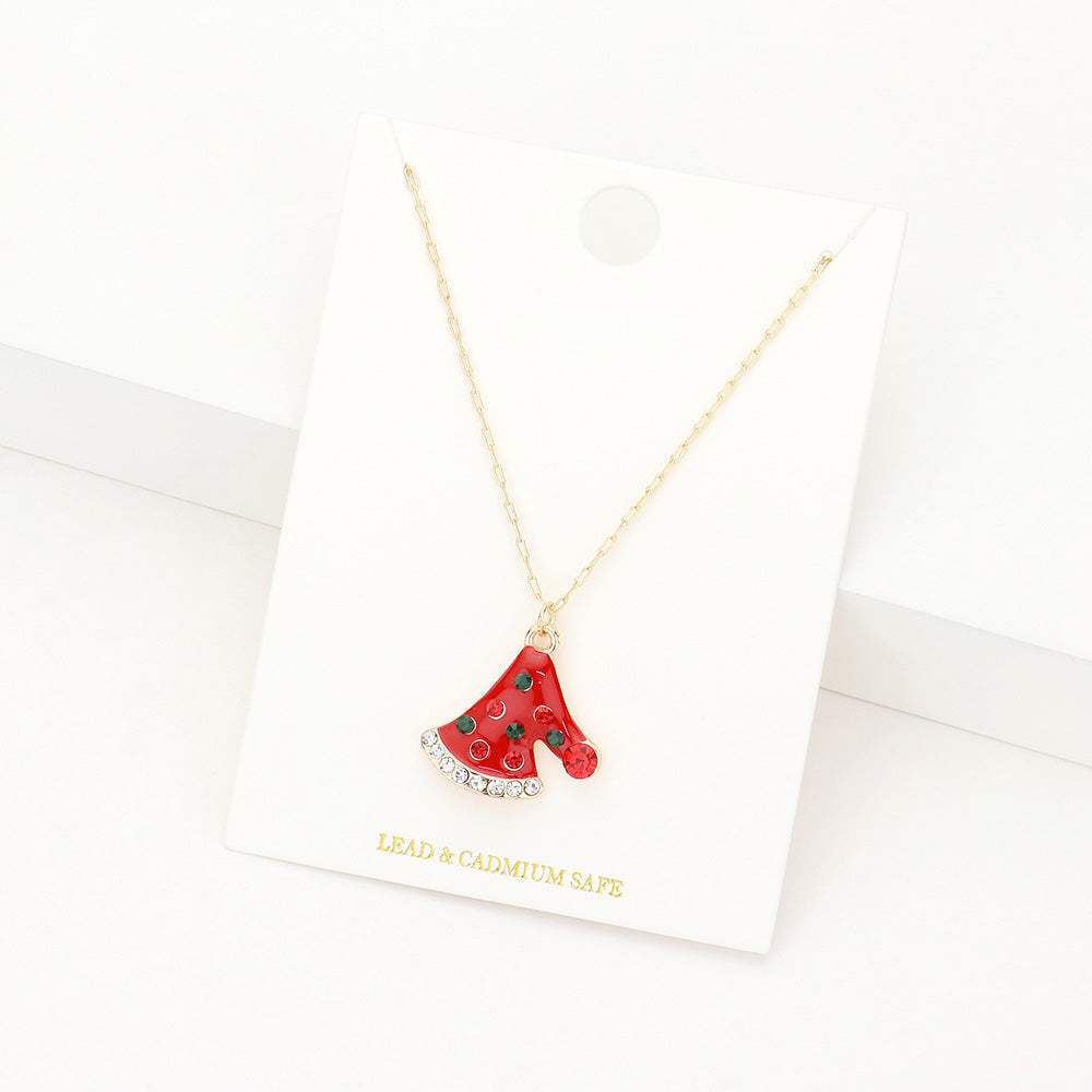 Enamel Christmas Hat Pendant Necklace - Madeline Love - Flyclothing LLC