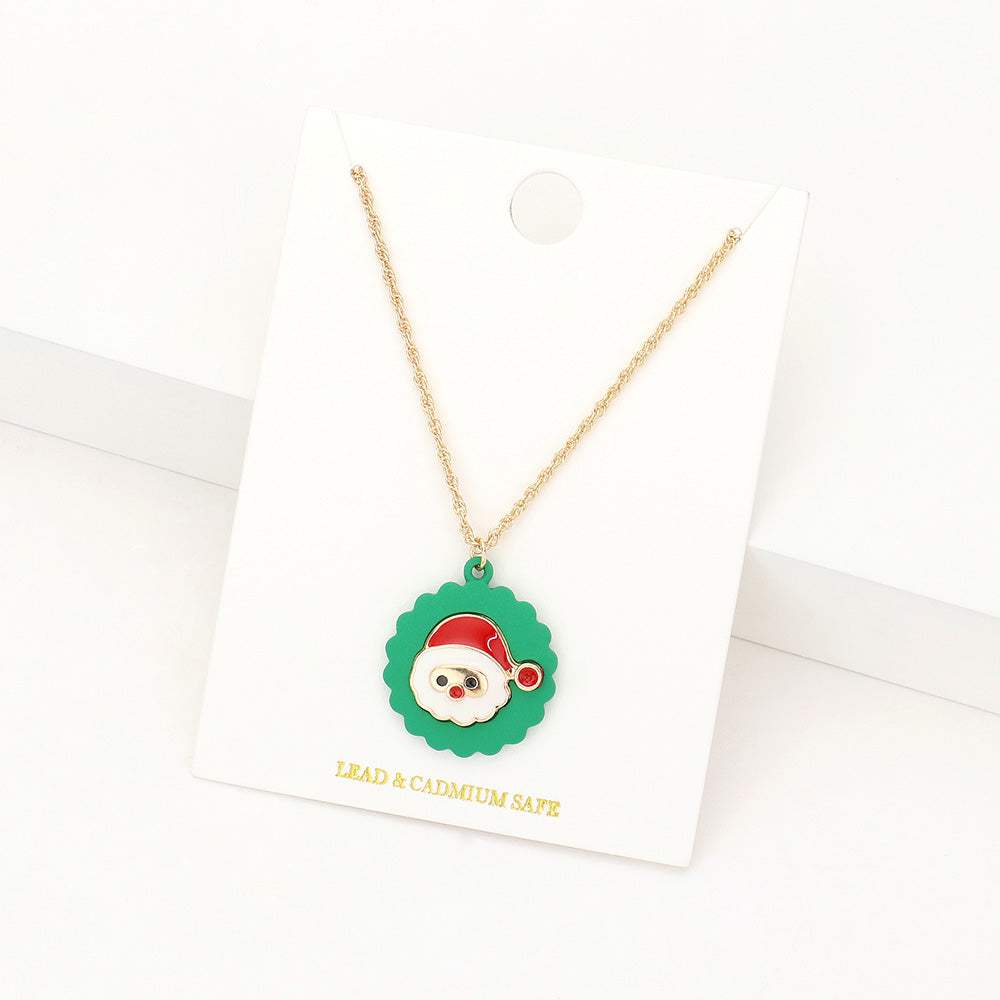 Polymer Clay Christmas Santa Pendant Necklace - Madeline Love - Flyclothing LLC