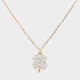 Crystal Stone Paved Clover Pendant Necklace - Madeline Love - Flyclothing LLC