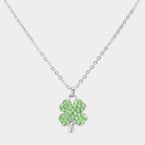 Crystal Stone Paved Clover Pendant Necklace - Madeline Love - Flyclothing LLC
