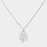 Crystal Stone Paved Clover Pendant Necklace - Madeline Love - Flyclothing LLC