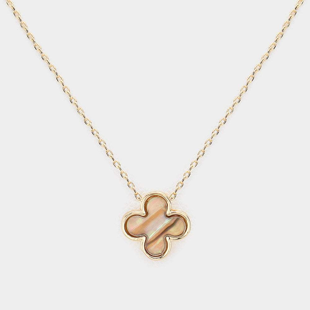 Abalone Quatrefoil Pendant Necklace - Madeline Love - Flyclothing LLC