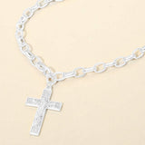 Rhinestone Pave Jesus Christ Cross Pendant Chunk Chain Necklace - Madeline Love - Flyclothing LLC