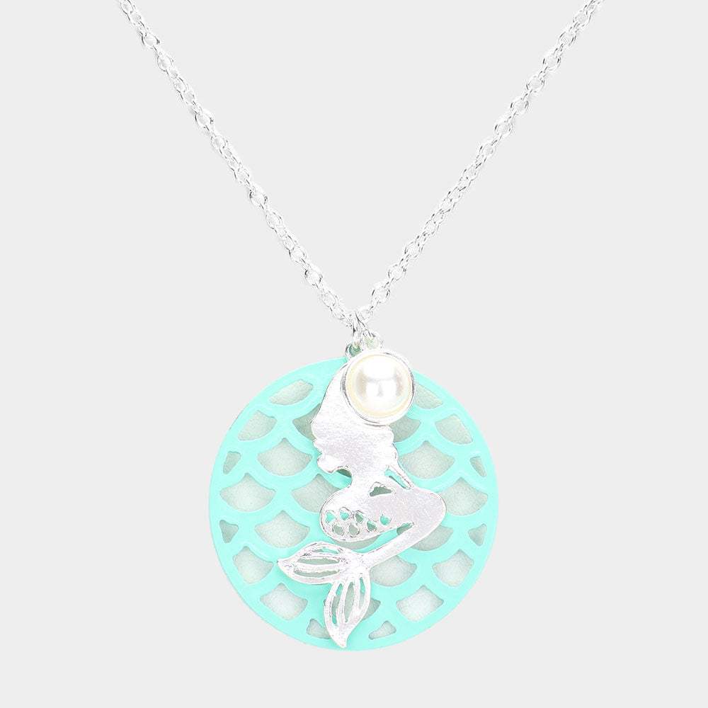Pearl Metal Mermaid Pendant Necklace - Madeline Love - Flyclothing LLC