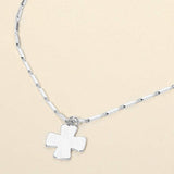 Hammered Metal Cross Pendant Bar Link Chain Necklace - Madeline Love - Flyclothing LLC