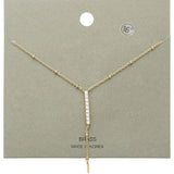 Brass Metal Rhinestone Embellished Bar Pendant Y Necklace - Madeline Love - Flyclothing LLC
