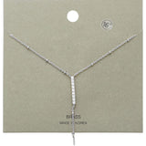Brass Metal Rhinestone Embellished Bar Pendant Y Necklace - Madeline Love - Flyclothing LLC