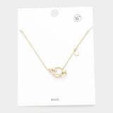 Rhinestone Embellished Brass Metal Space Star Pendant Necklace - Madeline Love - Flyclothing LLC