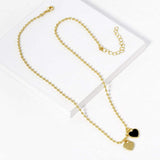 Gold Dipped Double Heart Pendant Bubble Chain Necklace - Madeline Love - Flyclothing LLC