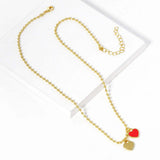 Gold Dipped Double Heart Pendant Bubble Chain Necklace - Madeline Love - Flyclothing LLC