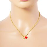Gold Dipped Double Heart Pendant Bubble Chain Necklace - Madeline Love - Flyclothing LLC